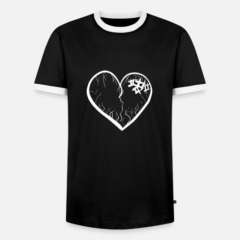 heart symbol broken scars - Men's Ringer Shirt - black/white