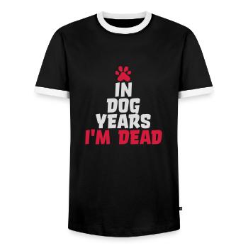 in dog years Dead - Men's Ringer Shirt - black/white - Front - AI Model Female 172 light (172cm) & AI Model Male 178 light (178cm)