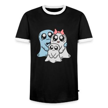 Couple Parents Fantômes Enfant - T-shirt contrasté Homme - noir/blanc - Devant - AI Model Female 172 light (172cm) & AI Model Male 178 light (178cm)
