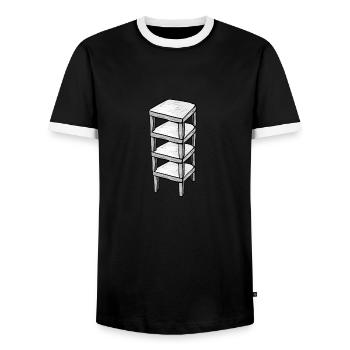 Holzregal regal Möbel Cartoon symbol - Männer Kontrast-T-Shirt - Schwarz/Weiß - Vorne - AI Model Female 172 light (172cm) & AI Model Male 178 light (178cm)