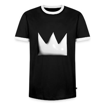 Grey Crown Cartoon Symbol Shape - Men's Ringer Shirt - black/white - Front - AI Model Female 172 light (172cm) & AI Model Male 178 light (178cm)