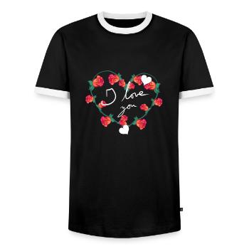 I love you heart flower shape flowers - Men's Ringer Shirt - black/white - Front - AI Model Female 172 light (172cm) & AI Model Male 178 light (178cm)