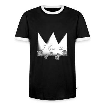 graue krone rosa rosen blumen ich liebe dich - Männer Kontrast-T-Shirt - Schwarz/Weiß - Vorne - AI Model Female 172 light (172cm) & AI Model Male 178 light (178cm)