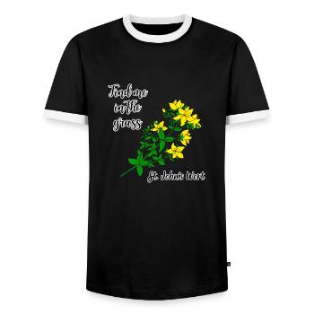 Finde mich im Gras... Johanniskraut - Männer Kontrast-T-Shirt - Schwarz/Weiß - Vorne - AI Model Female 172 light (172cm) & AI Model Male 178 light (178cm)