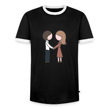 Amour Couple Symbole Couple Amour - T-shirt contrasté Homme - noir/blanc - Devant - AI Model Female 172 light (172cm) & AI Model Male 178 light (178cm)