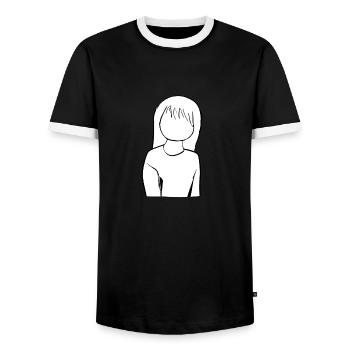 Anime Manga Girl Cartoon - Men's Ringer Shirt - black/white - Front - AI Model Female 172 light (172cm) & AI Model Male 178 light (178cm)