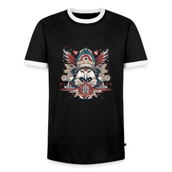 Amerikanische Folklore - Männer Kontrast-T-Shirt - Schwarz/Weiß - Vorne - AI Model Female 172 light (172cm) & AI Model Male 178 light (178cm)