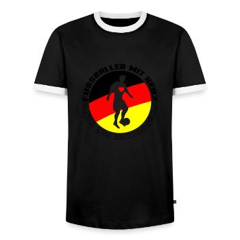 fussballer mit herz deutschland 3 - Männer Kontrast-T-Shirt - Schwarz/Weiß - Vorne - AI Model Female 172 light (172cm) & AI Model Male 178 light (178cm)