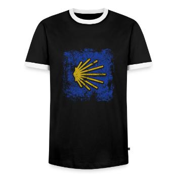 Camino - Camino de Santiago - Pèlerinage - Santiago - T-shirt contrasté Homme - noir/blanc - Devant - AI Model Female 172 light (172cm) & AI Model Male 178 light (178cm)