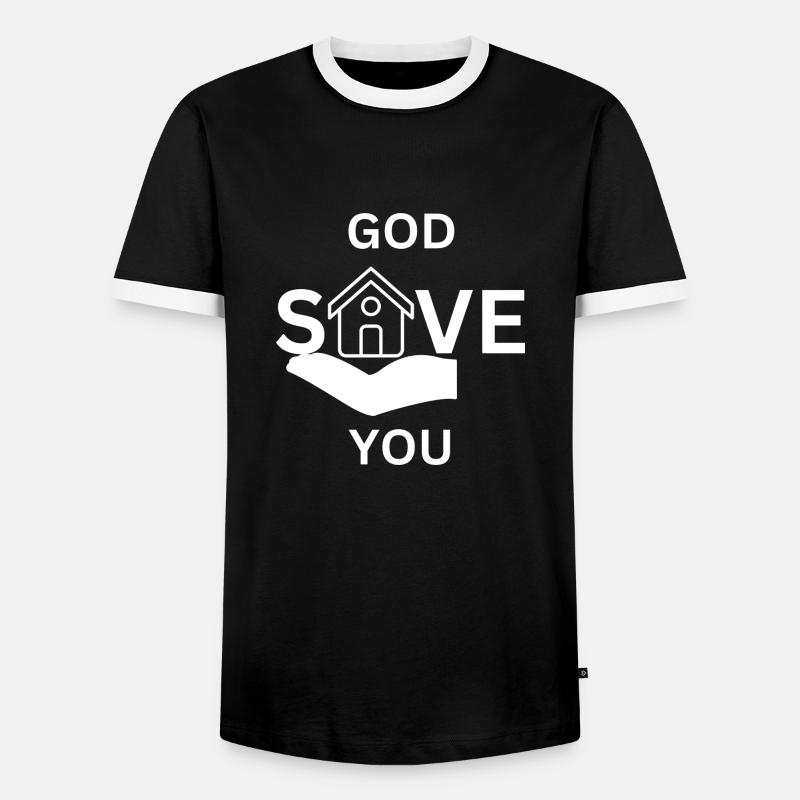 God save you white - Men's Ringer Shirt - black/white