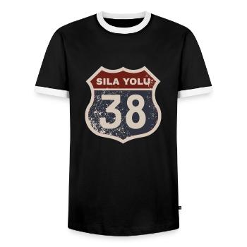 Kayseri - T-shirt contrasté Homme - noir/blanc - Devant - AI Model Female 172 light (172cm) & AI Model Male 178 light (178cm)