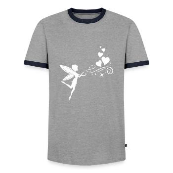 fairy elfe hearts - Männer Kontrast-T-Shirt - Grau/Navy  - Vorne - AI Model Female 172 light (172cm) & AI Model Male 178 light (178cm)