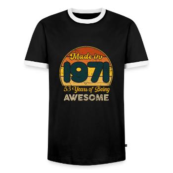 Né en 1971 - Vintage 1971 Anniversaire Rétro - T-shirt contrasté Homme - noir/blanc - Devant - AI Model Female 172 light (172cm) & AI Model Male 178 light (178cm)