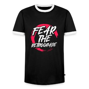 Fear The Retrograde Planetary Motion Mercury - Männer Kontrast-T-Shirt - Schwarz/Weiß - Vorne - AI Model Female 172 light (172cm) & AI Model Male 178 light (178cm)