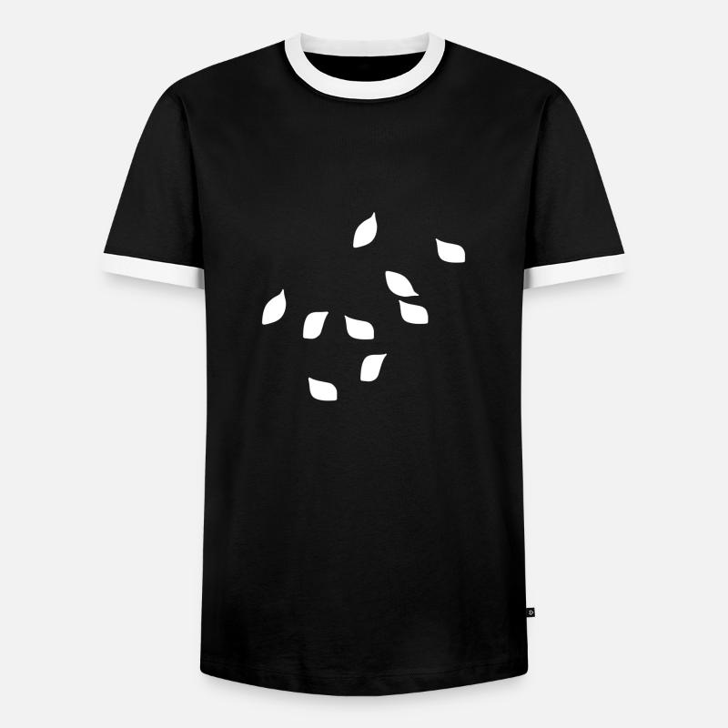 leaves leaf pattern plants nature - Men's Ringer Shirt - black/white