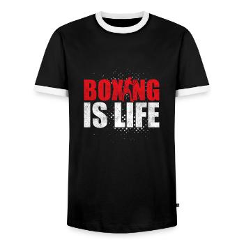La boxe est un boxeur d’entraînement de la vie - T-shirt contrasté Homme - noir/blanc - Devant - AI Model Female 172 light (172cm) & AI Model Male 178 light (178cm)