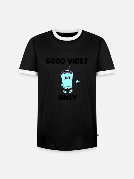 drink cartoon vibes - Men's Ringer Shirt - black/white