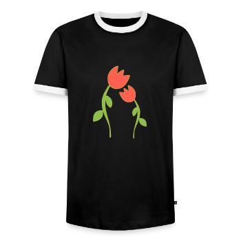 Flower Symbol Blossom Plant Red Roses - Men's Ringer Shirt - black/white - Front - AI Model Female 172 light (172cm) & AI Model Male 178 light (178cm)