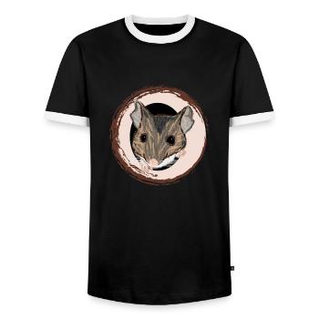 Waldmaus / Wood Mouse II - Männer Kontrast-T-Shirt - Schwarz/Weiß - Vorne - AI Model Female 172 light (172cm) & AI Model Male 178 light (178cm)