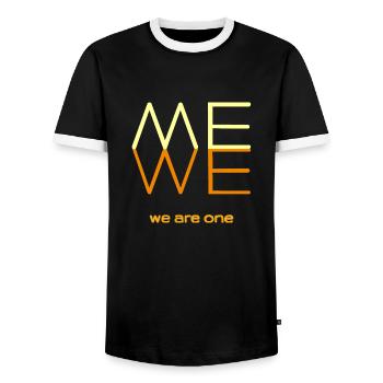 We are one - T-shirt contrasté Homme - noir/blanc - Devant - AI Model Female 172 light (172cm) & AI Model Male 178 light (178cm)