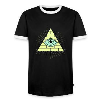 Illuminati Pyramide - Männer Kontrast-T-Shirt - Schwarz/Weiß - Vorne - AI Model Female 172 light (172cm) & AI Model Male 178 light (178cm)