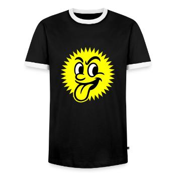 Soleil Été Visage - T-shirt contrasté Homme - noir/blanc - Devant - AI Model Female 172 light (172cm) & AI Model Male 178 light (178cm)