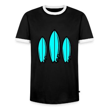 Surfboard Symbol Surfing - Men's Ringer Shirt - black/white - Front - AI Model Female 172 light (172cm) & AI Model Male 178 light (178cm)