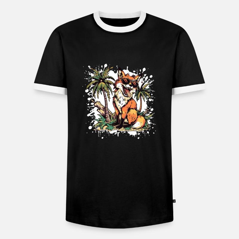 Fox Island Palm Tree - Men's Ringer Shirt - black/white