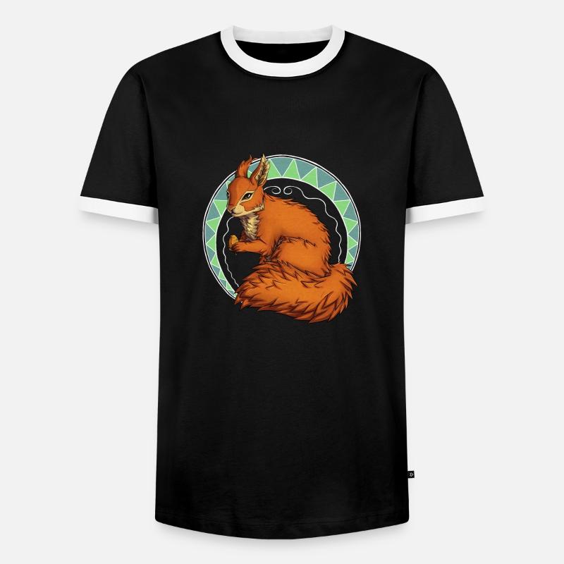 Red squirrel pattern - Men's Ringer Shirt - black/white