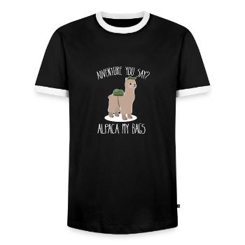 Refroidir extérieur Lama alpaca Camping Voyage d'aventure - T-shirt contrasté Homme - noir/blanc - Devant - AI Model Female 172 light (172cm) & AI Model Male 178 light (178cm)
