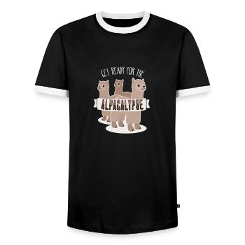 Cool alpagas Apocalypse drôle Fun dire - T-shirt contrasté Homme - noir/blanc - Devant - AI Model Female 172 light (172cm) & AI Model Male 178 light (178cm)