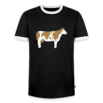 Kuh Vektor gefleckt Seite - Männer Kontrast-T-Shirt - Schwarz/Weiß - Vorne - AI Model Female 172 light (172cm) & AI Model Male 178 light (178cm)