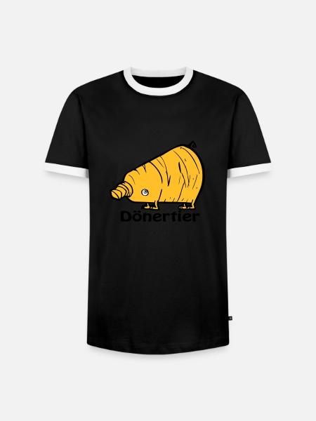 Dönertier - Männer Kontrast-T-Shirt - Schwarz/Weiß