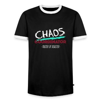 Chaos Coordinator 3C - Männer Kontrast-T-Shirt - Schwarz/Weiß - Vorne - AI Model Female 172 light (172cm) & AI Model Male 178 light (178cm)