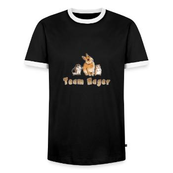 Team Nager - Männer Kontrast-T-Shirt - Schwarz/Weiß - Vorne - AI Model Female 172 light (172cm) & AI Model Male 178 light (178cm)