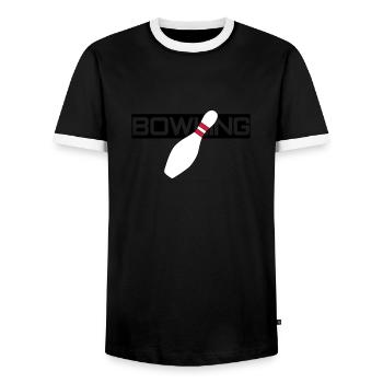 Bowling - Men's Ringer Shirt - black/white - Front - AI Model Female 172 light (172cm) & AI Model Male 178 light (178cm)