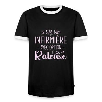 Ich bin eine Krankenschwester mit einer Beschwerdemöglichkeit - Männer Kontrast-T-Shirt - Schwarz/Weiß - Vorne - AI Model Female 172 light (172cm) & AI Model Male 178 light (178cm)