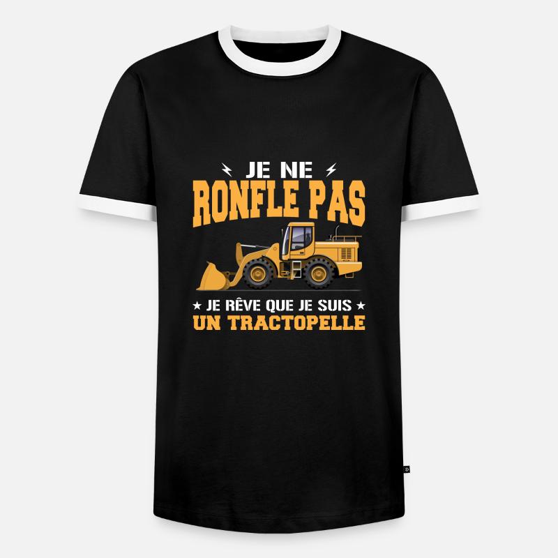 Baumaschine Baggerlader Schnarcher - Männer Kontrast-T-Shirt - Schwarz/Weiß