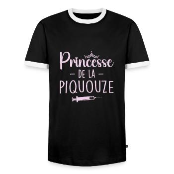 Princess of the Piquouze - Men's Ringer Shirt - black/white - Front - AI Model Female 172 light (172cm) & AI Model Male 178 light (178cm)