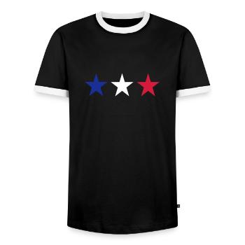 Frankreich - Männer Kontrast-T-Shirt - Schwarz/Weiß - Vorne - AI Model Female 172 light (172cm) & AI Model Male 178 light (178cm)