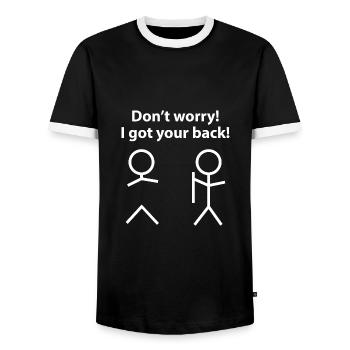 Ne vous inquiétez pas! J’ai eu votre dos! - T-shirt contrasté Homme - noir/blanc - Devant - AI Model Female 172 light (172cm) & AI Model Male 178 light (178cm)