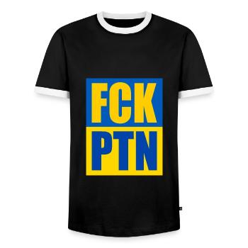 Fck ptn - Männer Kontrast-T-Shirt - Schwarz/Weiß - Vorne - AI Model Female 172 light (172cm) & AI Model Male 178 light (178cm)