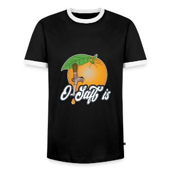 O jus est! Cadeau, Fitness, Santé - T-shirt contrasté Homme - noir/blanc - Devant - AI Model Female 172 light (172cm) & AI Model Male 178 light (178cm)