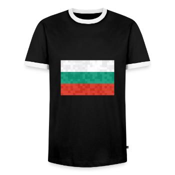 Bulgarie Drapeau bulgare Drapeau Sables d’or - T-shirt contrasté Homme - noir/blanc - Devant - AI Model Female 172 light (172cm) & AI Model Male 178 light (178cm)