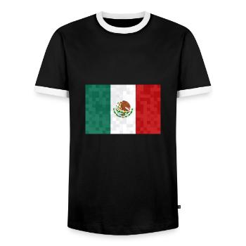 Drapeau du Mexique Drapeau mexicain Mexique Amérique du Sud - T-shirt contrasté Homme - noir/blanc - Devant - AI Model Female 172 light (172cm) & AI Model Male 178 light (178cm)