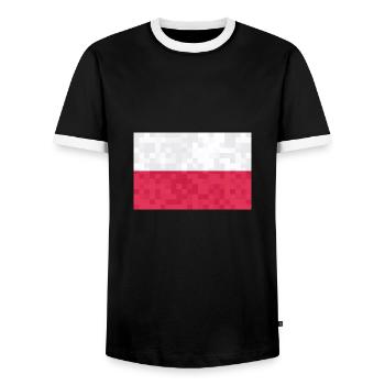 Poland Flag Used Look Polska Polish Flag - Men's Ringer Shirt - black/white - Front - AI Model Female 172 light (172cm) & AI Model Male 178 light (178cm)