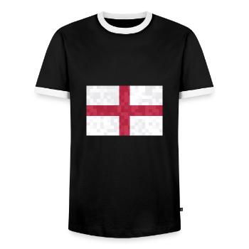 England Flag Vintage English Flag Used Look - Men's Ringer Shirt - black/white - Front - AI Model Female 172 light (172cm) & AI Model Male 178 light (178cm)