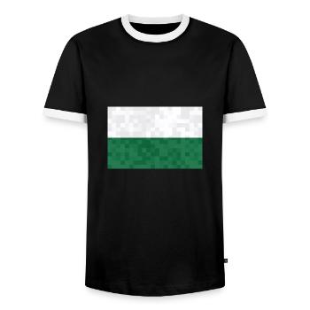 Saxony Flag Saxon Flag Ossi Holiday SN - Men's Ringer Shirt - black/white - Front - AI Model Female 172 light (172cm) & AI Model Male 178 light (178cm)