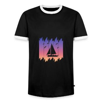 Segeln Segelboot Sailing - Männer Kontrast-T-Shirt - Schwarz/Weiß - Vorne - AI Model Female 172 light (172cm) & AI Model Male 178 light (178cm)