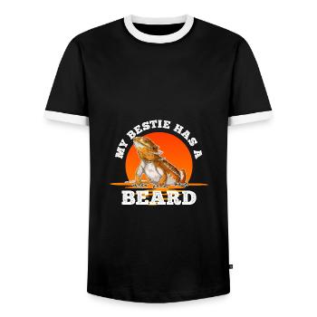 Bearded Dragon My Bestie Has A Beard - Men's Ringer Shirt - black/white - Front - AI Model Female 172 light (172cm) & AI Model Male 178 light (178cm)
